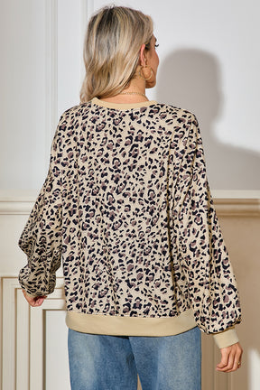 Parchment Leopard Print Crew Neck Sweatshirt-True and Wild