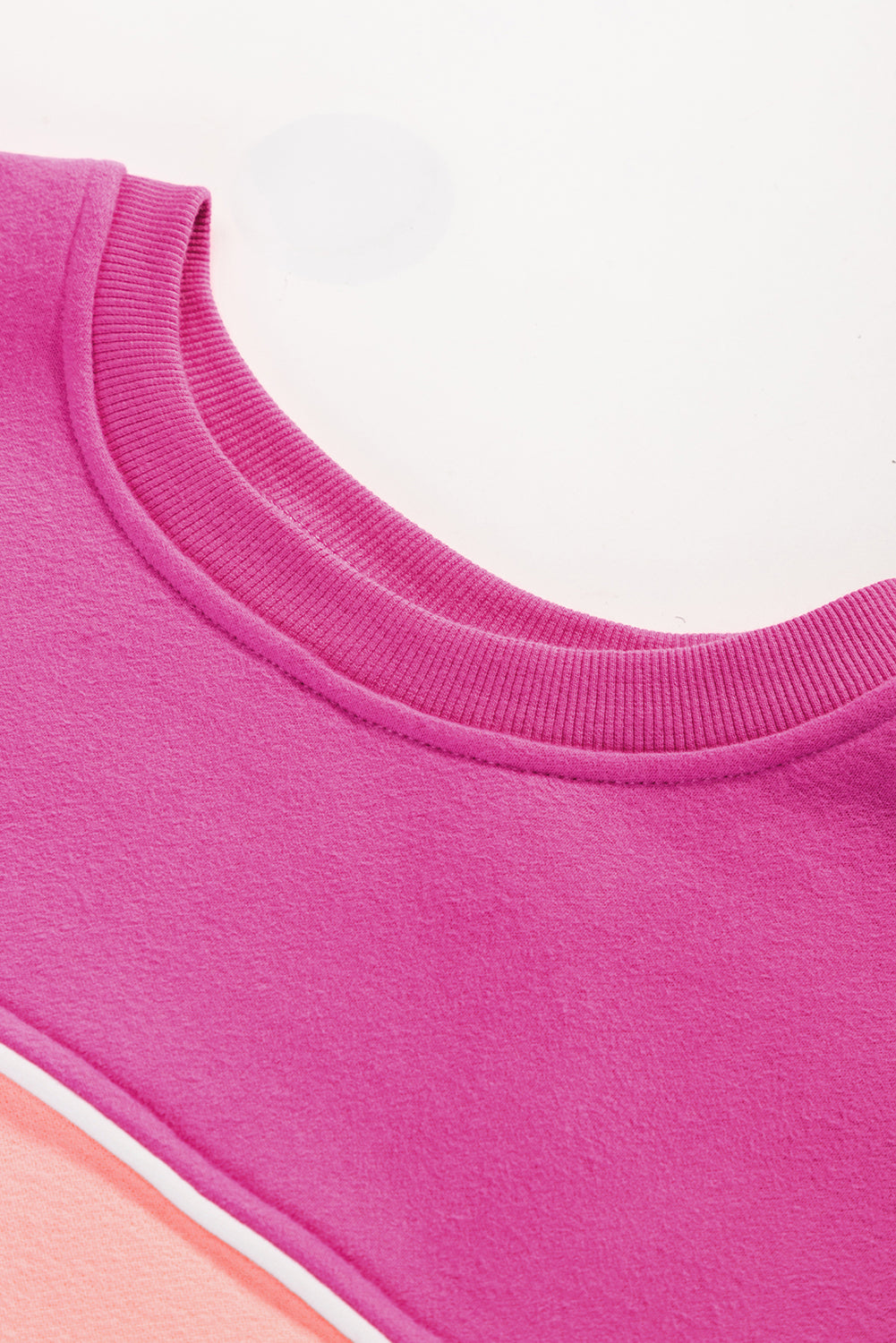 Sachet Pink Colorblock Ribbed Trim Sweatshirt