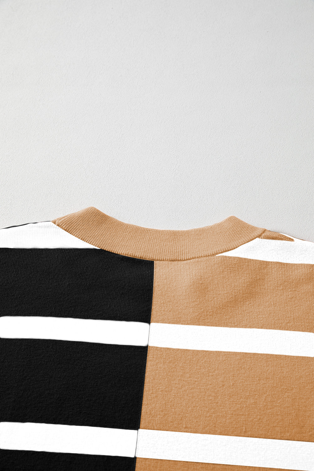 Light Beige Striped Colorblock Drop Shoulder Sweater-True and Wild