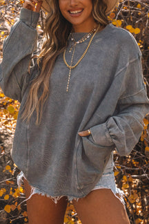 Gray Twist Butterfly Oversized Sweatshirt-True and Wild