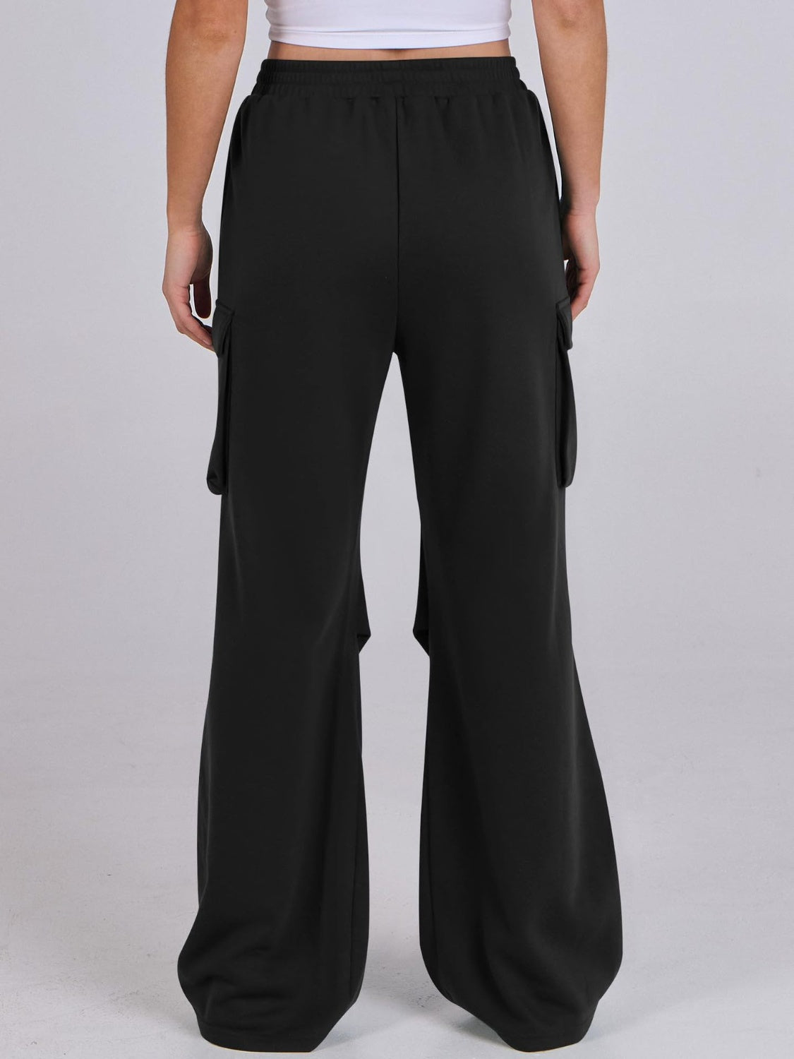 Elastic Waist Wide Leg Pants with Pockets-True and Wild