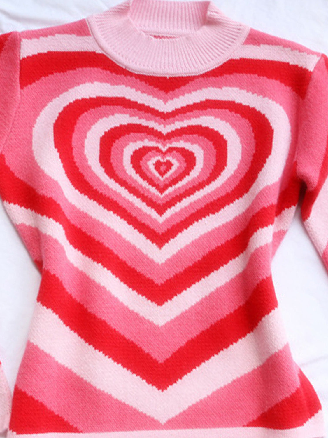 Heart Mock Neck Long Sleeve Sweater-True and Wild