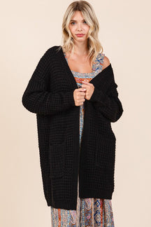 Mittoshop Open Front Long Sleeve Longline Cardigan-True and Wild