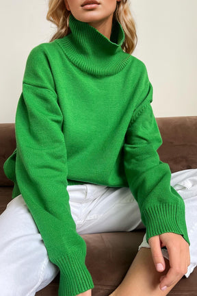 Basic Bae Turtleneck Dropped Shoulder Long Sleeve Sweater-True and Wild