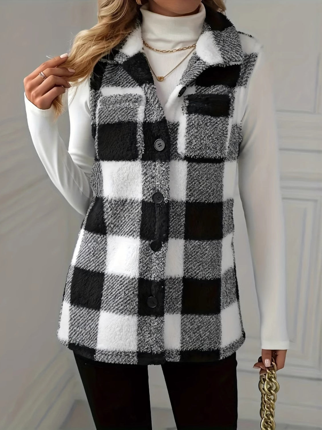 Plaid Button Up Vest Coat-True and Wild