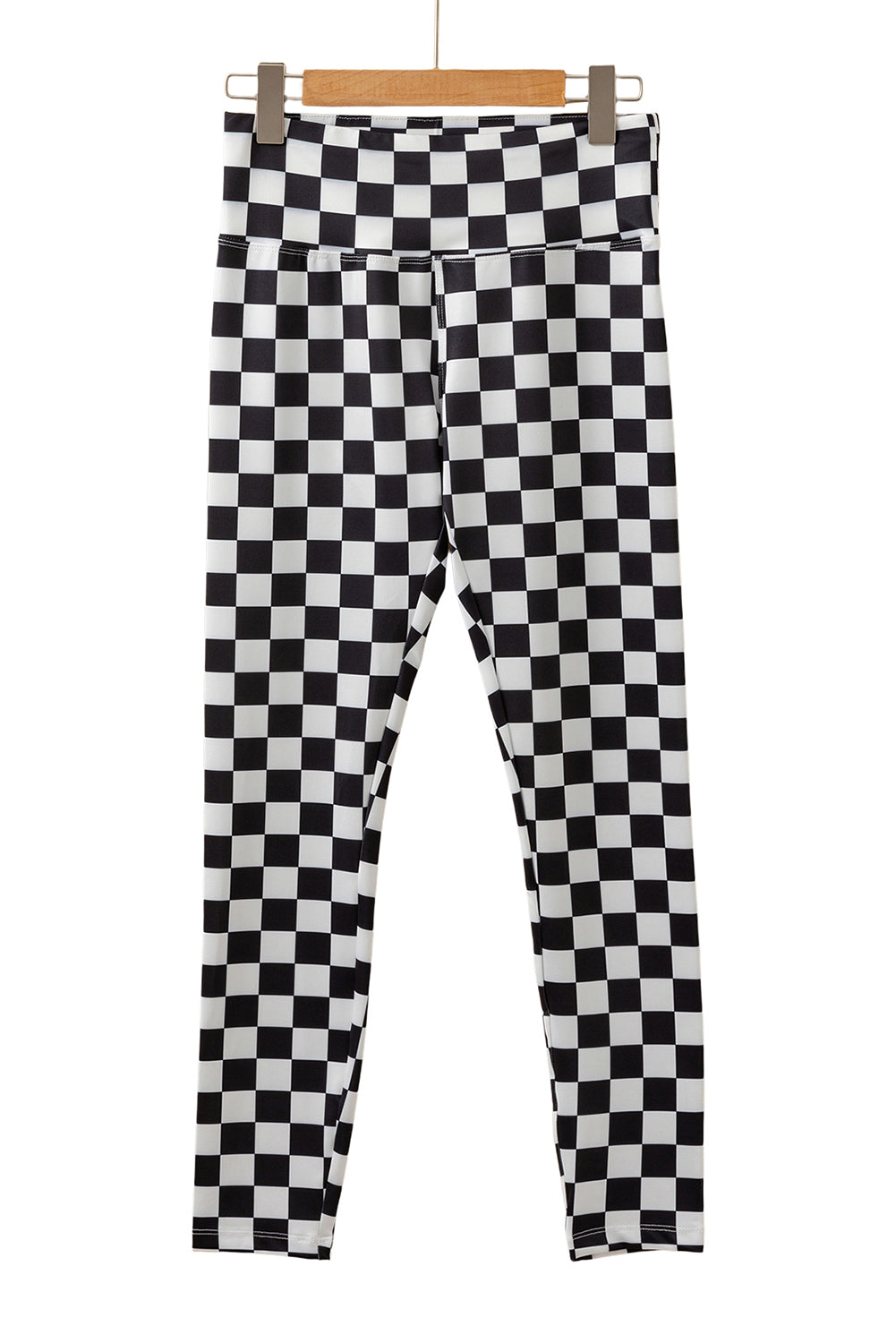 Black Checkered Pattern High Waist Skinny Leggings-True and Wild