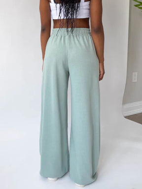 Elastic Waist Wide Leg Pants