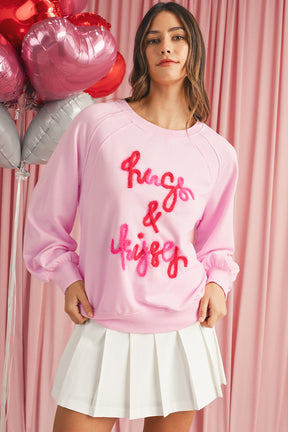 Pink Tinsel Hugs and Kisses Raglan Sleeve Sweatshirt-True and Wild