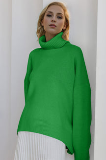 Basic Bae Turtleneck Dropped Shoulder Long Sleeve Sweater-True and Wild