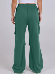 Elastic Waist Wide Leg Pants with Pockets-True and Wild