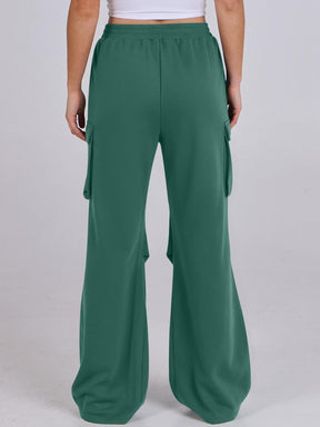 Elastic Waist Wide Leg Pants with Pockets-True and Wild