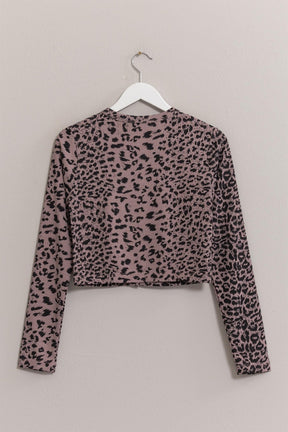 HYFVE Animal Print Snap Down Crop Cardigan-True and Wild