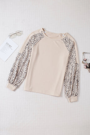 Blush Pink Bishop Sleeve Animal Print Long Sleeve Shirt-True and Wild