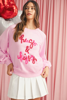 Pink Tinsel Hugs and Kisses Raglan Sleeve Sweatshirt-True and Wild