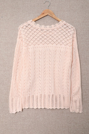 Pink Solid Casual Drop Shoulder Knit Sweater-True and Wild