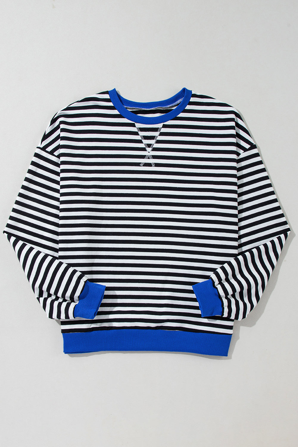 Black Stripe Contrast Edge Cross Seam Oversized Sweatshirt-True and Wild