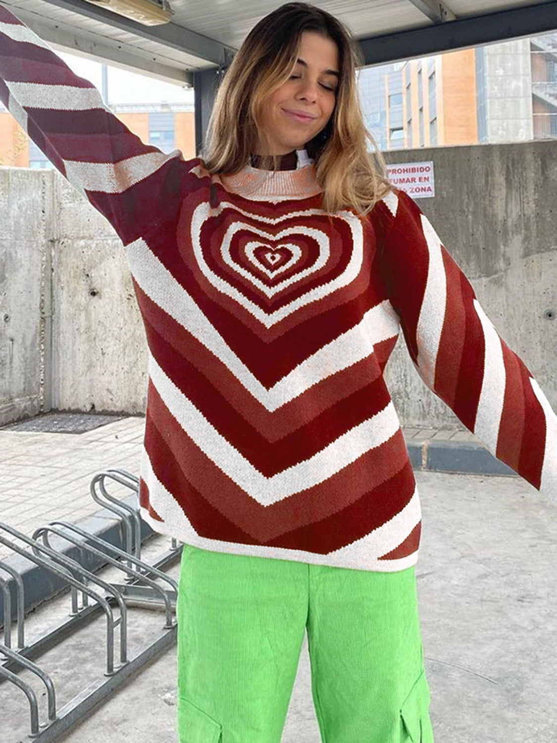 Heart Mock Neck Long Sleeve Sweater-True and Wild