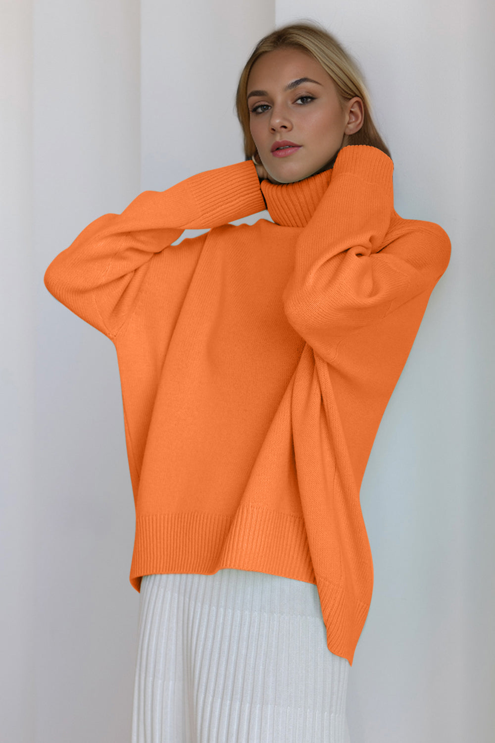 Basic Bae Turtleneck Dropped Shoulder Long Sleeve Sweater-True and Wild