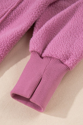 Bright Pink Sherpa Seamed Drop Shoulder Oversized Sweatshirt-True and Wild