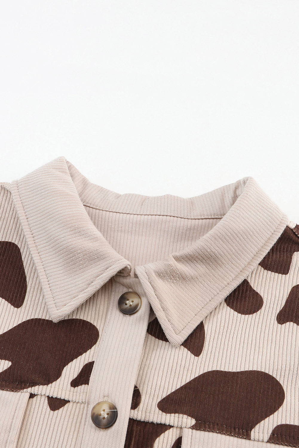 Cow Print Button Up Corduroy Shacket-True and Wild