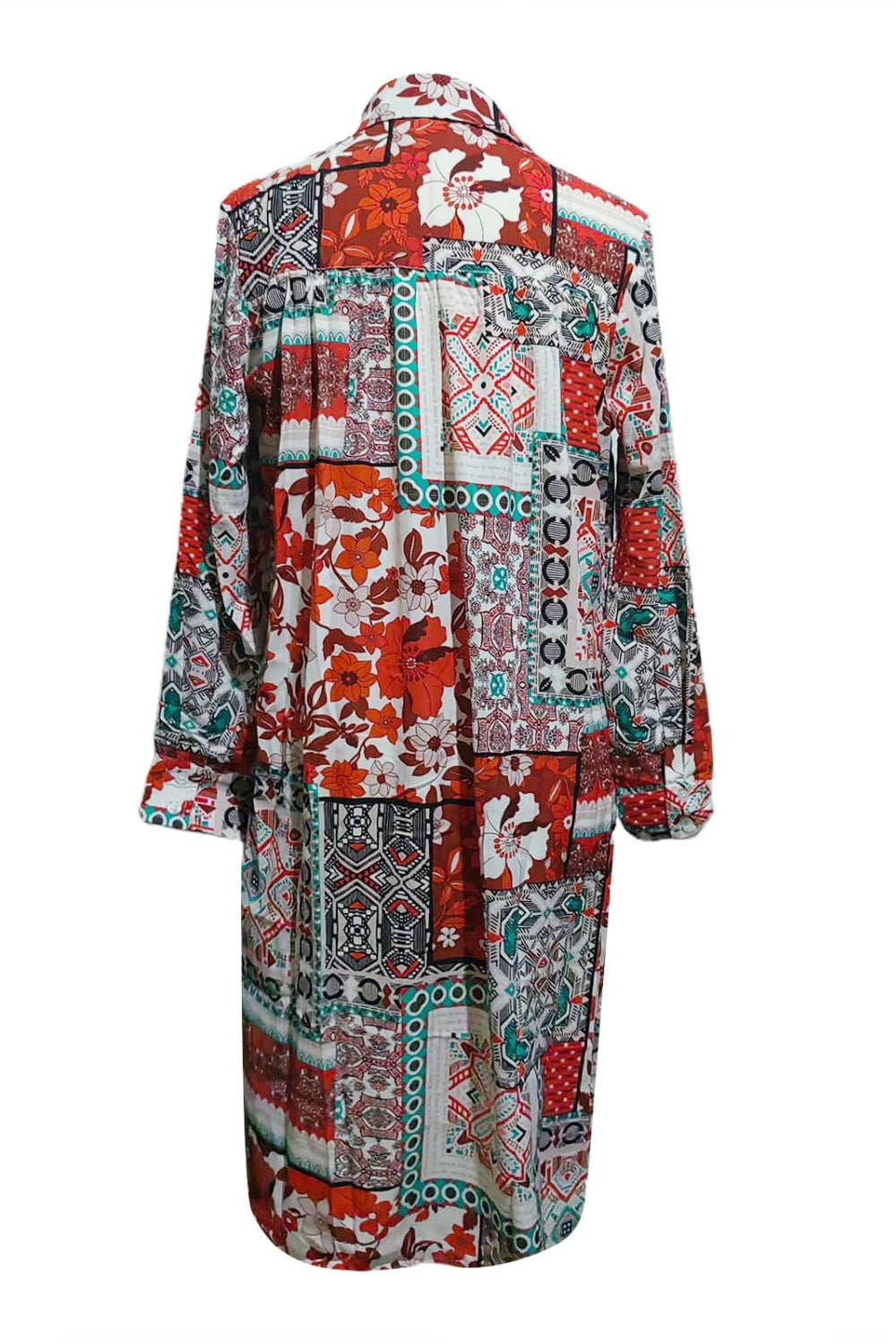 Printed Button Up Long Sleeve Cardigan-True and Wild