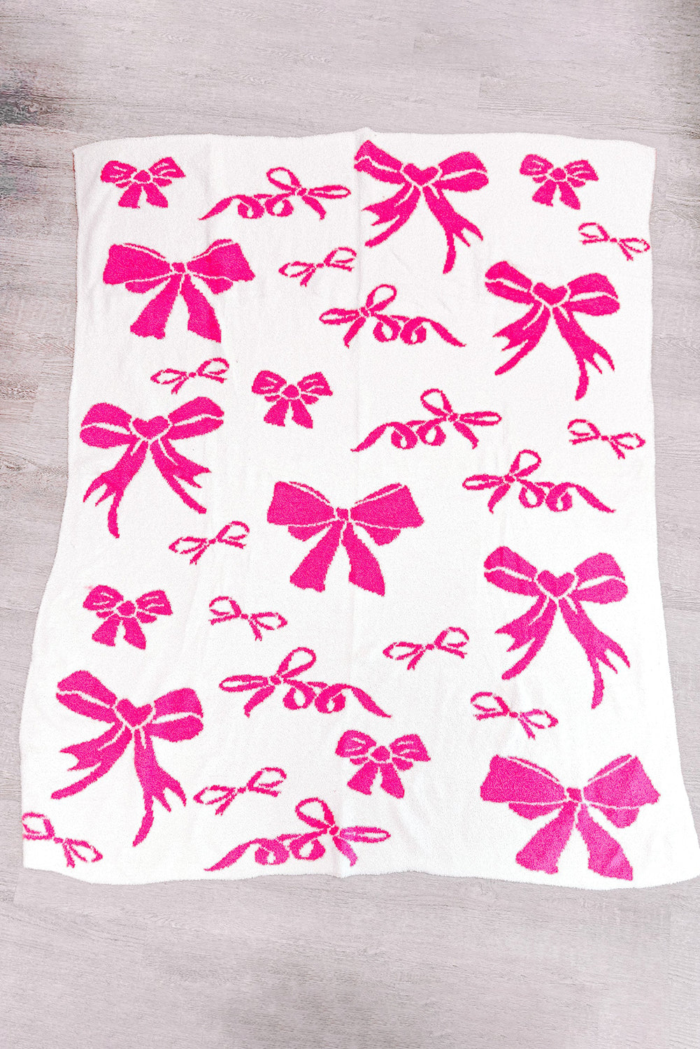 Pink 127*152cm Bow Printed Cozy Soft Throw Blanket-True and Wild