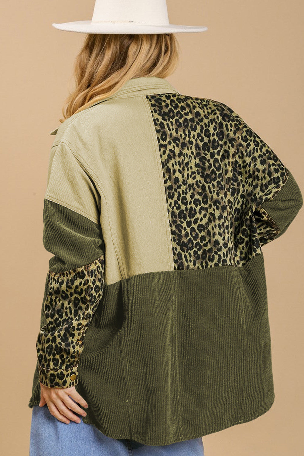 High-Low Leopard Snap Down Shacket-True and Wild