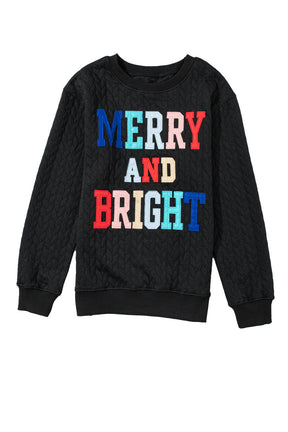 Black Merry and Bright Quilted Sweatshirt-True and Wild