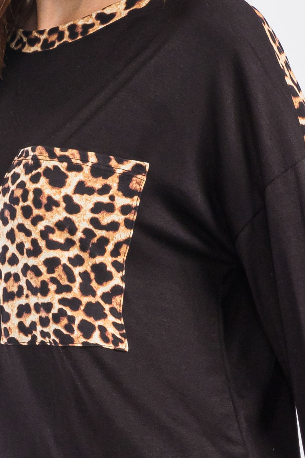 Celeste Full Size Leopard Round Neck Dropped Shoulder T-Shirt-True and Wild