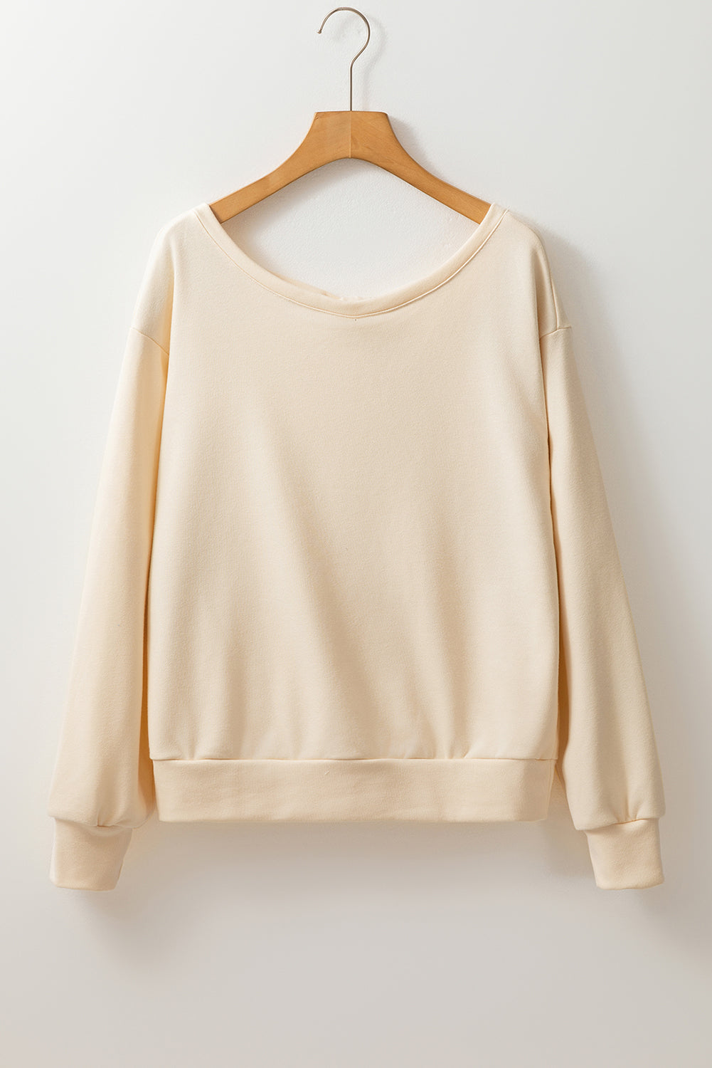 Apricot Bowknot Plain Round Neck Sweatshirt-True and Wild