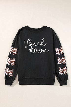 Letter Graphic Bow Long Sleeve Sweatshirt-True and Wild