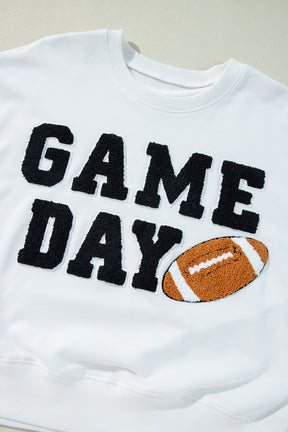 Black GAME DAY Graphic Varsity Pullover Sweatshirt-True and Wild