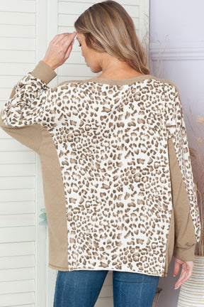 Leopard Print Casual Pullover Long Sleeve Top for Women-True and Wild