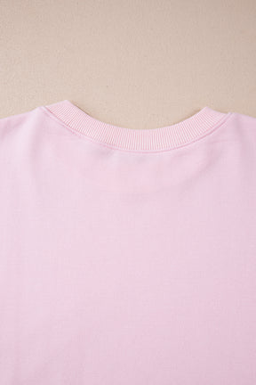 Light Pink Color Block Batwing Sleeve Loose Fit Sweatshirt-True and Wild