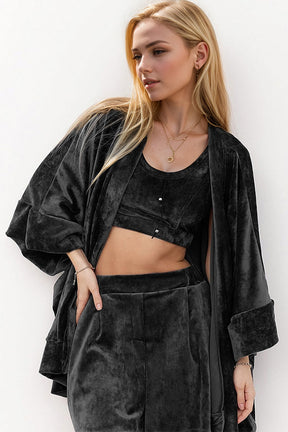 Basic Bae Buttery-Soft Bra, Open Front Cardigan and Shorts Set-True and Wild