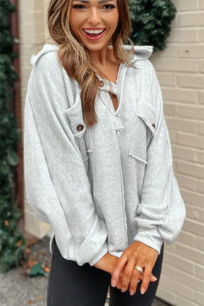 Gray Exposed Seam Pockets Oversized Sweatshirt-True and Wild