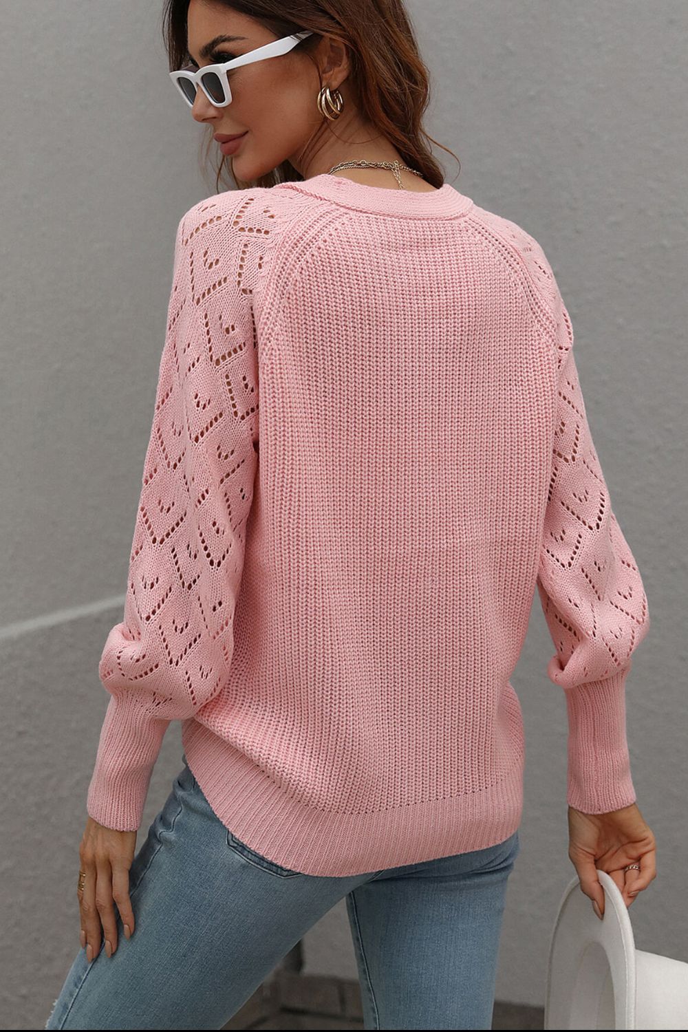 Rib-Knit Plunge Raglan Sleeve Cardigan