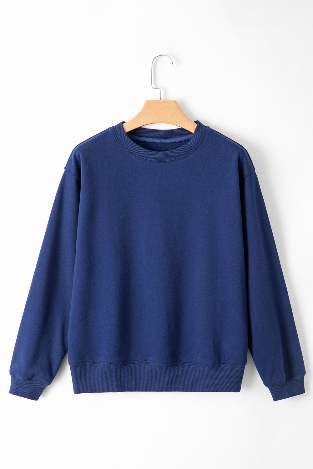 Aruba Blue Solid Color Drop Shoulder Terry Sweatshirt-True and Wild