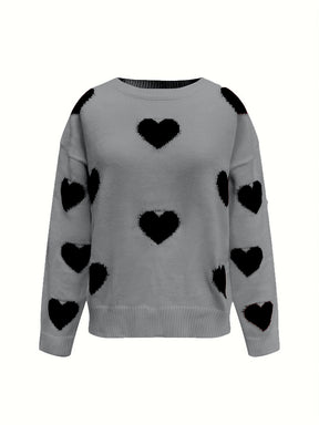 Valentine’s Day Heart Round Neck Long Sleeve Sweater