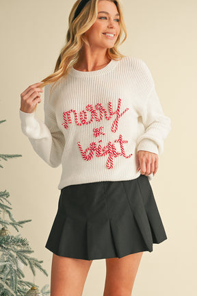 Bright White Merry & Bright Christmas Sweater-True and Wild