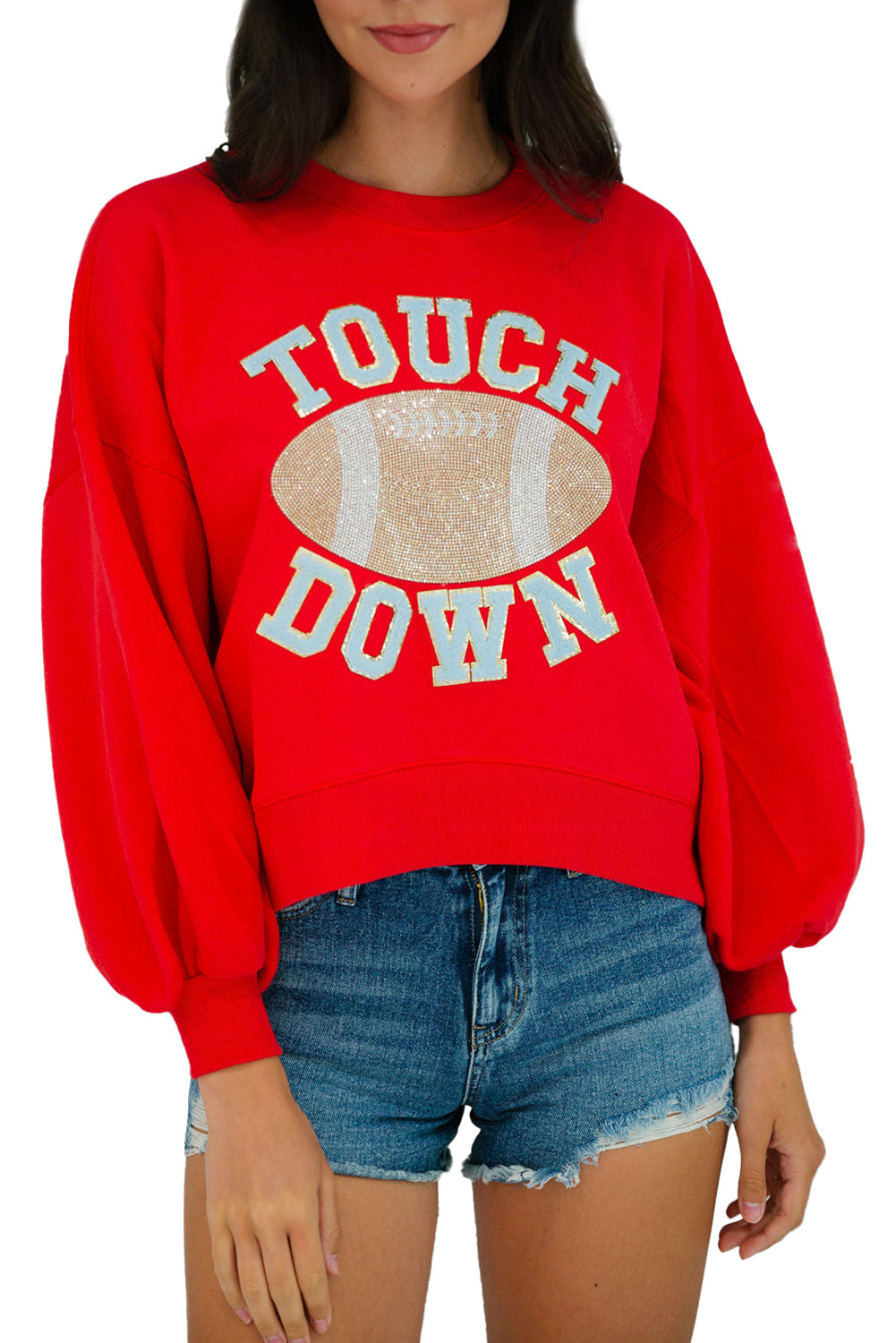 Black TOUCH DOWN Rugby Graphic Pullover Sweatshirt-True and Wild