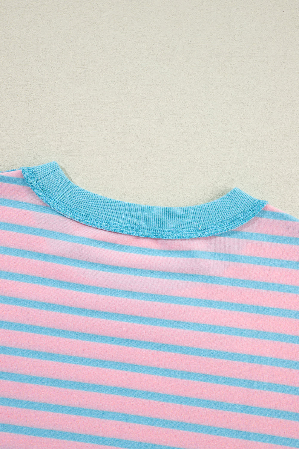 Pink Stripe Contrast Trim High Low Tunic Sweatshirt-True and Wild