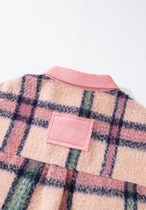 Fuzzy Plaid Corduroy Patchwork Shacket-True and Wild