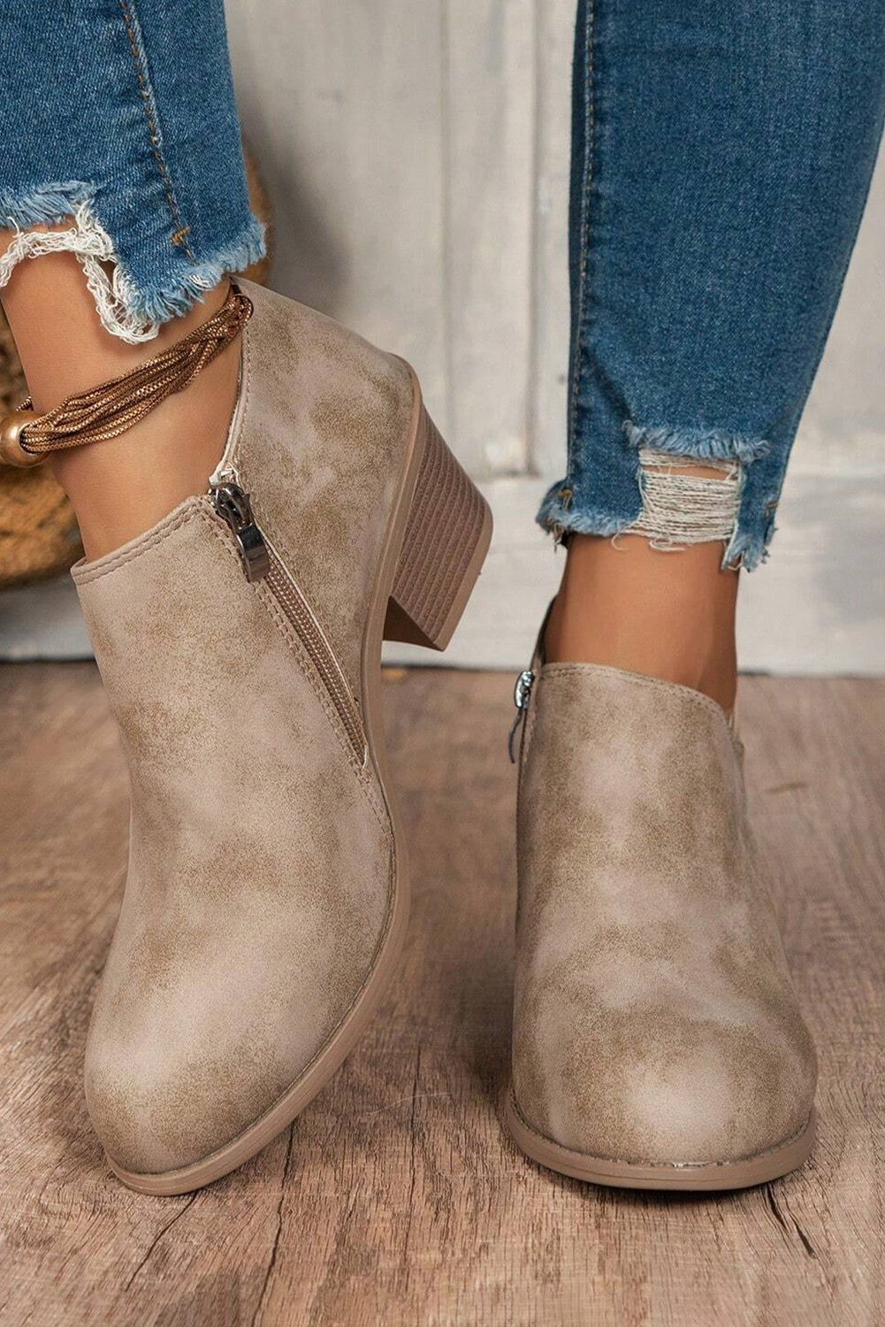 Coffee Suede Casual Ankle Boots-True and Wild