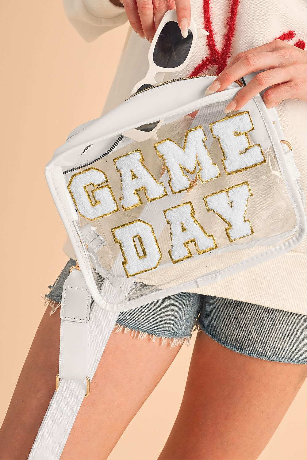 Black Chenille GAME DAY Pattern Clear Bag-True and Wild