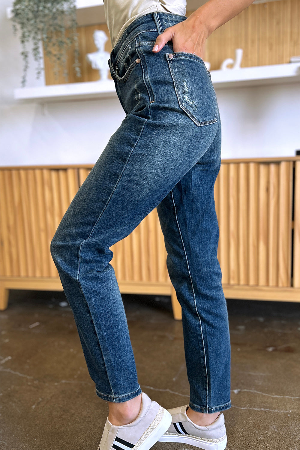 Judy Blue Full Size Tummy Control High Waist Slim Jeans-True and Wild