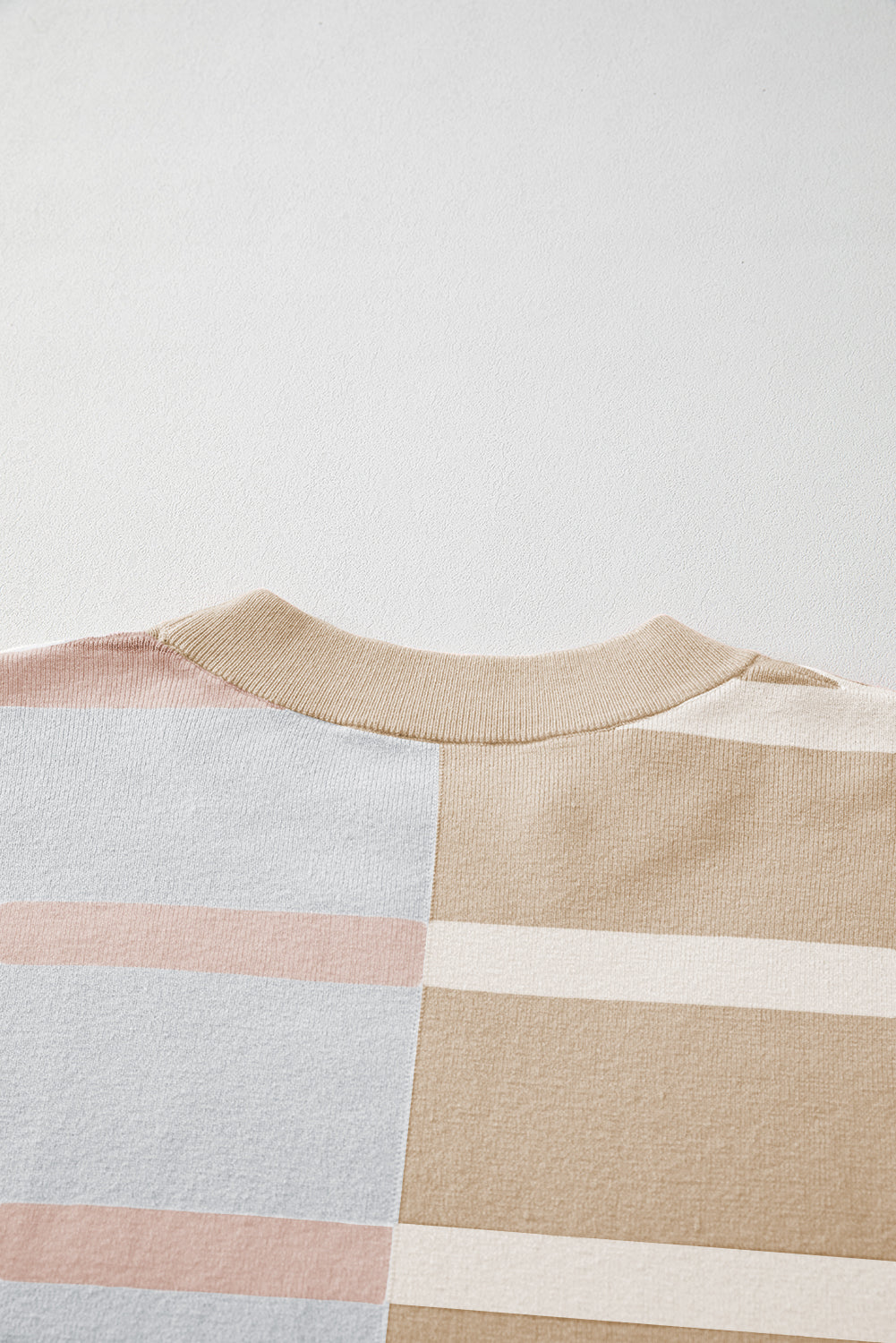 Light Beige Striped Colorblock Drop Shoulder Sweater-True and Wild