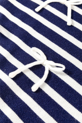 Blue Striped Sweet Bow Pattern Sleeveless Knit Top-True and Wild