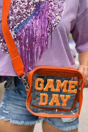 Black Chenille GAME DAY Pattern Clear Bag-True and Wild