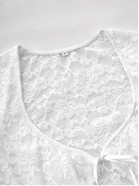 Devine Scoop Neck Long Sleeve Lace Top-True and Wild